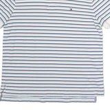 TOMMY HILFIGER Mens White Blue Red Striped Polo Shirt Short Sleeve L Cotton