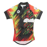 Mens Black & Red Graphic Cycling T-Shirt S Short Sleeve Zip Neck Pocket Sports