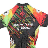 Mens Black & Red Graphic Cycling T-Shirt S Short Sleeve Zip Neck Pocket Sports