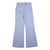 Womens Light Blue Cotton Blend Regular Fit Wide-Leg Trousers W28 L32 Zip Closure