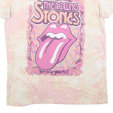 THE ROLLING STONES Womens Pink & Cream Graphic T-Shirt XL Short Sleeve Crew Neck