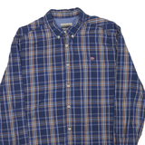 NAPAPIJRI Mens Blue & Brown Check Shirt L Button-Down Long Sleeve Cotton Blend