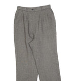 Womens Grey Regular Fit Straight Trousers W25 L27 Elastic Waist Zip Closure