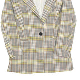 SEBO Womens Beige Yellow Check Jacket S Polyester Blend Button Classic Fit