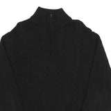 CALVIN KLEIN Mens Black Cotton Patterned Pullover Quarter Zip Jumper XL Stylish