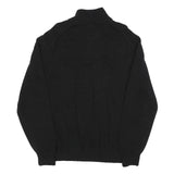 CALVIN KLEIN Mens Black Cotton Patterned Pullover Quarter Zip Jumper XL Stylish