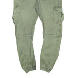 URBAN CLASSICS Mens Cotton Blend Green Slim Cargo Trousers W36 L29 Drawstring