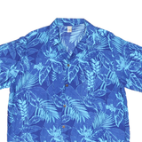 INDIA BOUTIQUE Mens Blue & Light Blue Tropical Print Shirt L Cotton Blend Casual