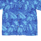 INDIA BOUTIQUE Mens Blue & Light Blue Tropical Print Shirt L Cotton Blend Casual