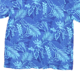 INDIA BOUTIQUE Mens Blue & Light Blue Tropical Print Shirt L Cotton Blend Casual