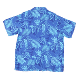 INDIA BOUTIQUE Mens Blue & Light Blue Tropical Print Shirt L Cotton Blend Casual