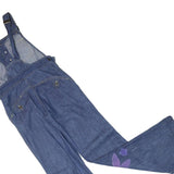 FADED GLORY Womens Blue Denim Dungarees Loose Cotton Blend XXS W28 L34 Floral