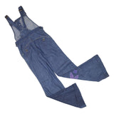 FADED GLORY Womens Blue Denim Dungarees Loose Cotton Blend XXS W28 L34 Floral