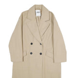 ZARA Womens Beige Classic Jacket XS Plain Button Fastening Elegant Design