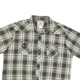 WRANGLER Mens Green & White Plaid Shirt 2XL Cotton Blend Casual Short Sleeve