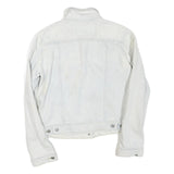 LEVI'S Womens White Denim Jacket L Cotton Blend Button Plain Classic Casual