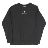 CHAMPION Mens Black Crew Neck XS Cotton Blend Pullover Sweatshirt Embroidered