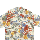 PIERRE CARDIN Mens Cream Hawaiian Rayon Shirt L Tropical Floral Casual