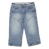 Mens Denim Blue Casual Cotton Blend Shorts M W32 Relaxed Fit Pockets