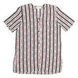 CHRISTIE JILL Womens White Blue & Red Printed Short Sleeve V-Neck Top M Stylish