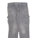 CARHARTT Mens Cotton Blend Grey Relaxed Cargo Trousers W31 L30 Workwear
