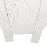 H&M Womens White Plain Chunky Knit Roll Neck Jumper S Winter Knitwear