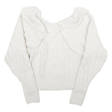 H&M Womens White Plain Chunky Knit Roll Neck Jumper S Winter Knitwear