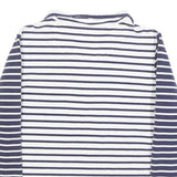 JOULES Womens Navy & White Stripe Contrast Collar L Sweatshirt Cotton Blend