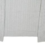 TOMMY HILFIGER Mens Grey Plain Cotton Blend V-Neck Cable Knit Jumper XL Classic