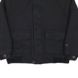 BISON CLUB Mens Black Wool Blend Bomber Jacket L Zip Closure Plain Classic Fit