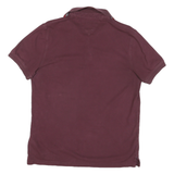 TOMMY HILFIGER Mens Maroon Polo Shirt M Short Sleeve Slim Fit Cotton Blend