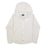 NIKE Womens White Pullover Hooded Hoodie M Cotton Blend Zip Up Casual