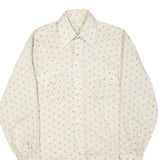 Mens Cream Shirt Cotton Blend M Patterned Classic Fit Long Sleeve Button Closure