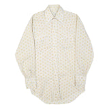 Mens Cream Shirt Cotton Blend M Patterned Classic Fit Long Sleeve Button Closure