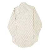 Mens Cream Shirt Cotton Blend M Patterned Classic Fit Long Sleeve Button Closure