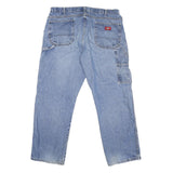 DICKIES Mens Jeans Blue Regular Straight Denim Light W38 L30 Workwear Zip