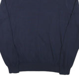 TOMMY HILFIGER Mens Navy Blue Plain Cotton Blend Jumper V-Neck Basic Knit M