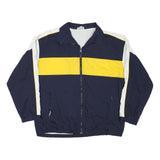 CRANE Mens Navy & Yellow Colourblock Jacket L Polyester Blend Zip Casual