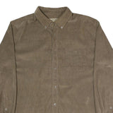 SCANDIA WOODS Mens Brown Button-Down Corduroy Shirt L Casual Cotton Blend