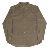 SCANDIA WOODS Mens Brown Button-Down Corduroy Shirt L Casual Cotton Blend