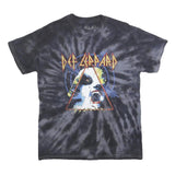 DEF LEPARD Womens Black Tie Dye Graphic T-Shirt M Short Sleeve Crew Neck Vintage