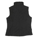 CALVIN KLEIN Womens Black Zip Jacket L Polyester Plain Sleeveless Fur Collar