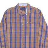 PIERRE CARDIN Mens Blue & Brown Check Shirt XL Modern Fit Casual Long Sleeve
