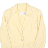 CLASSIC Womens Cream Wool Blend Button Jacket M Plain Tailored Long Sleeve