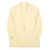 CLASSIC Womens Cream Wool Blend Button Jacket M Plain Tailored Long Sleeve