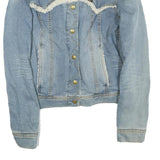 LEE Womens Blue Denim Jacket S Cotton Blend Shearling Button Fastening