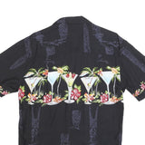 PARADISE FOUND Mens Black Rayon Cocktail Print Shirt S Vacation Party Summer