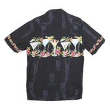 PARADISE FOUND Mens Black Rayon Cocktail Print Shirt S Vacation Party Summer