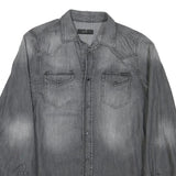 DIESEL Mens Grey Denim Shirt M Long Sleeve Casual Button Pocket Fashion