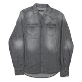 DIESEL Mens Grey Denim Shirt M Long Sleeve Casual Button Pocket Fashion